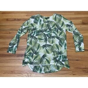 Nally &‎ Millie Blouse Top Women's Green Lightweight Floral Cover Up Sz L